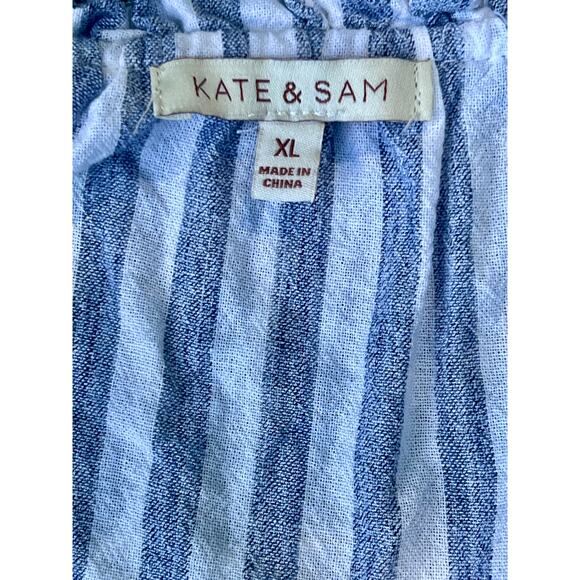 Kate & Sam XL Embroidered Blouse Boho Gypsy Cottagecore Striped - Picture 6 of 8